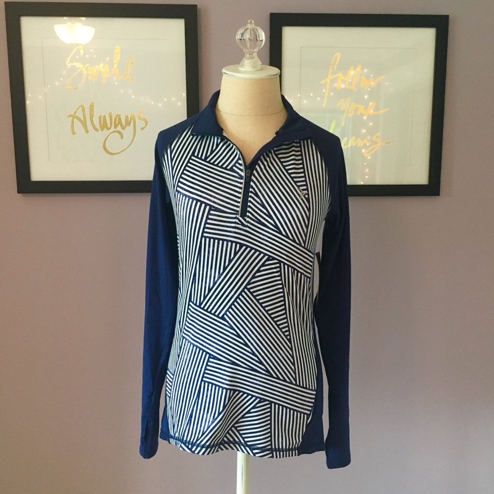 Navy Geometric Athletic Top